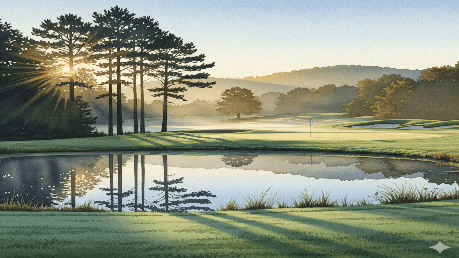 Watercolor painting of Druid Hills Golf Course in Crossville Tennessee