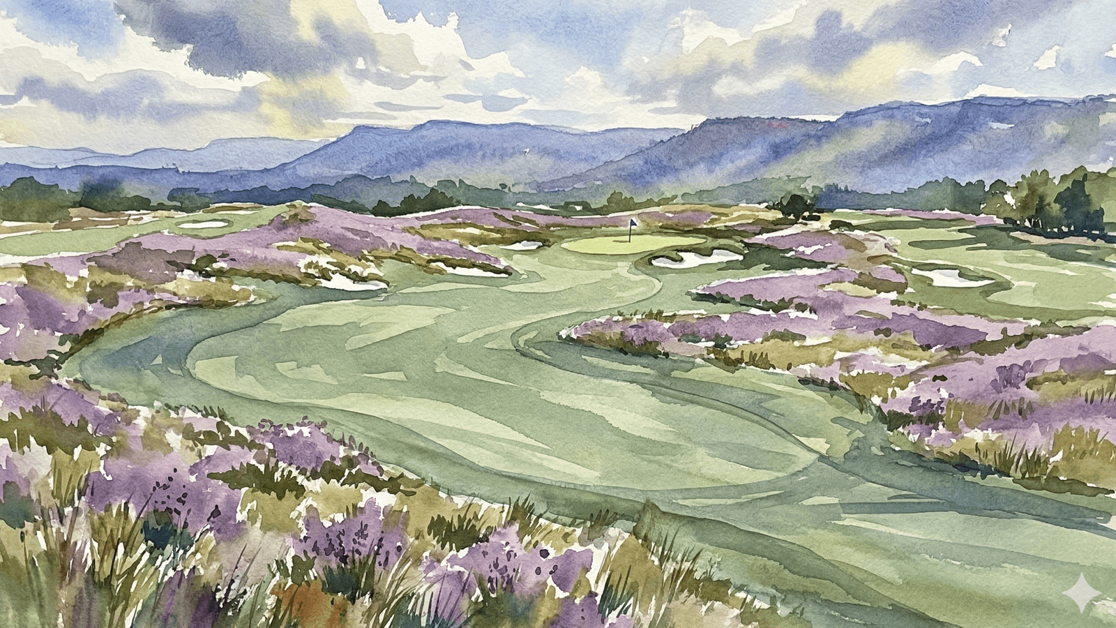 Watercolor painting of Heatherhurst Golf Course in Crossville Tennessee