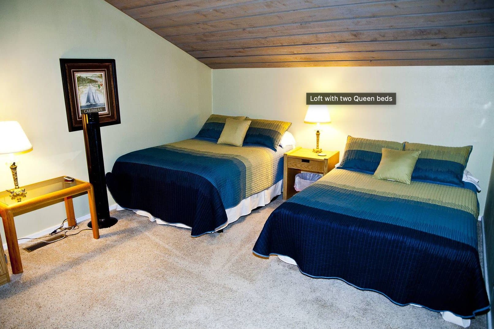 Loft bedroom with two queen beds